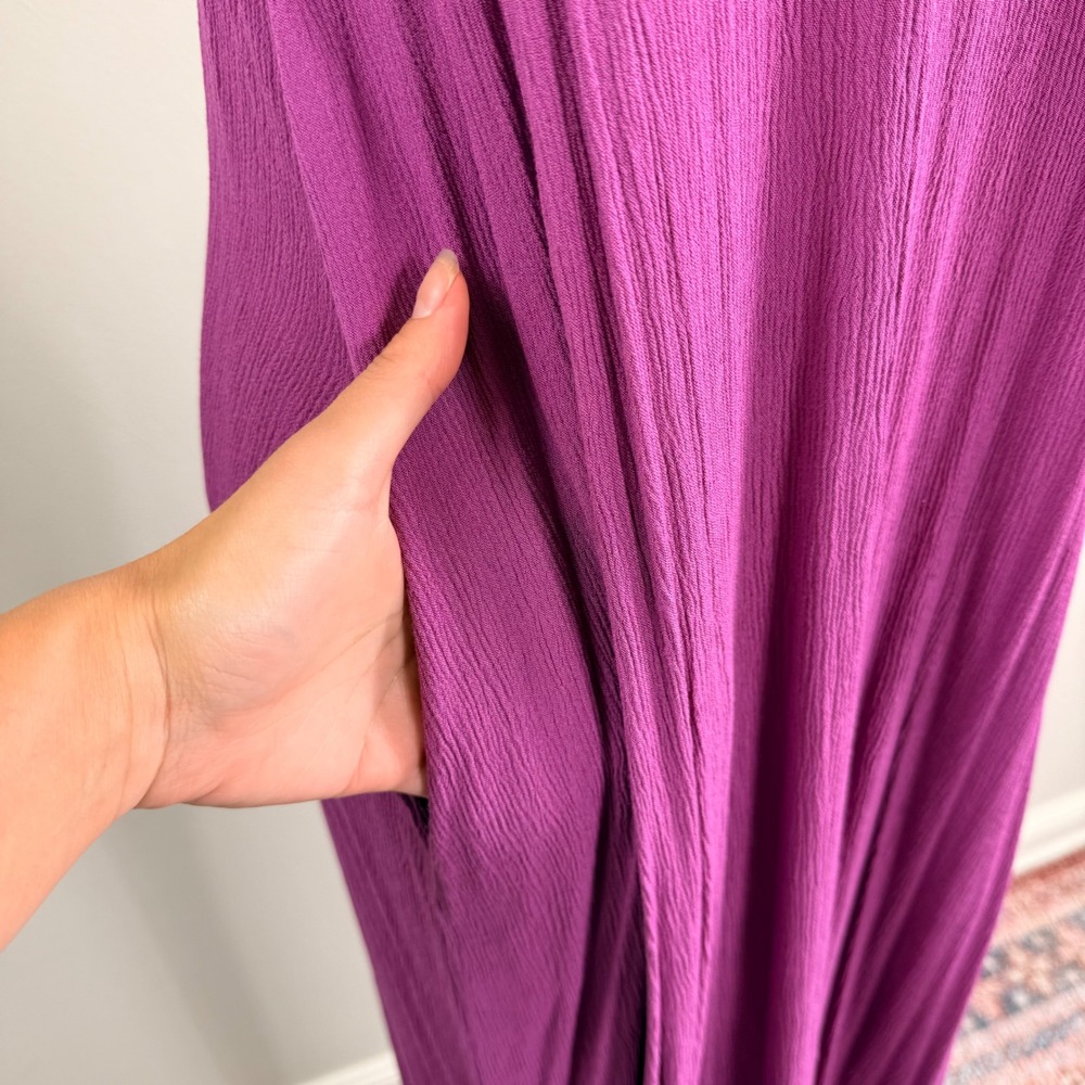 Lovestitch Magenta Purple Gauze Maxi Dress Adjustable Straps Pockets S/M - Picture 7 of 9